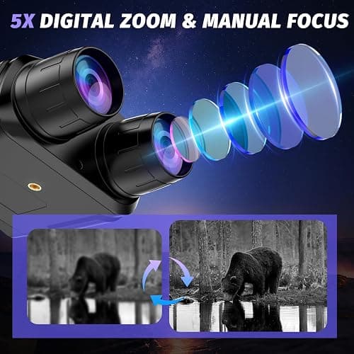 Night Vision Goggles - 4K Night Vision Binoculars with 5000mAh Rechargeable Battery, 32GB TF Card can Save Photo and Video, 3'' HD Screen for Camping & Security, Black thumbnail 6