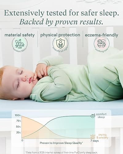 PurComfy Supersoft Sleep Sack 1.0 TOG, Premium Bamboo Viscose Baby Sleeping Bag 2-Way Zipper Sleep Sack Baby Wearable Blanket thumbnail 2