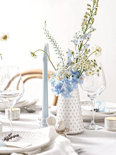 Ceramic Vase for Decor, 6 Inch+7.1 Inch White Flower Vase for Lego Flowers, Tulip and Pampas Grass, Embossed Farmhouse Vases for Centerpieces,Home Living Room Dining Table Office Decor, Arctic White thumbnail 2