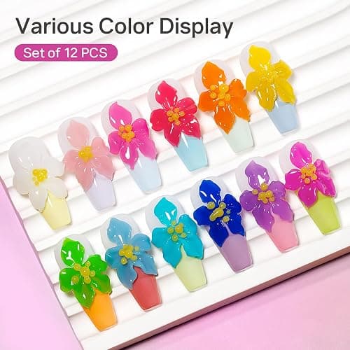 MIZHSE 12 Colors 3D Nail Gel Set, Non-Sticky Sculpting Gel for Nail Art | Painting Molding Gel with Sculpture Pen Soak Off U V Sculpting Gels for Home DIY Salon Manicure thumbnail 2
