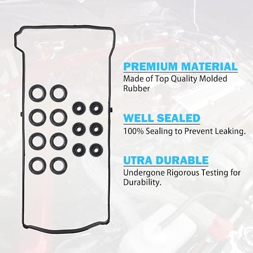 Valve Cover Gasket Set - Compatible with 2.0L 2.3L 2.4L 2002-2015 Honda Accord, Civic, CR-V, Element, Crosstour, Acura CSX, ILX, RDX, RSX, TSX - Replace VS50614R, 12341-R40-A00 thumbnail 5