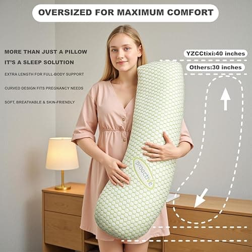 YZCCtixi Pregnancy Pillow - Full Body Maternity Support for Back & Hips, Soft Sleeping Pillow with Removable Cover, Comfort for Side Sleepers and Pregnancy thumbnail 7