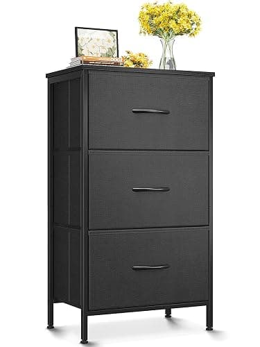 AODK Dresser for Bedroom Nightstand Small Dressers Chest of Drawers End Table for Living Room, Closet Dresser with 3 Storage Drawers Organizer Clothes, Black - Image 1