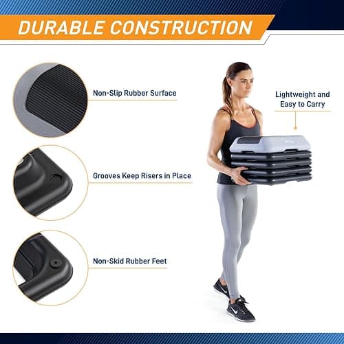 Circuit Fitness by Marcy 16 x 16 inches Adjustable Height Aerobic Step Platform with Adjustable Risers, Non-Slip Rubber Surface, Home Exercise Fitness Training, Multiple Color Options thumbnail 4