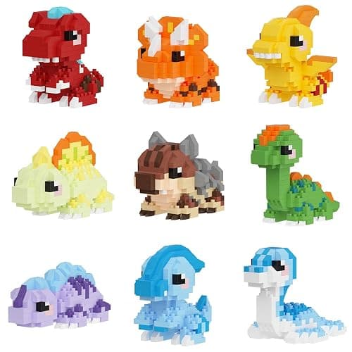 HJPLPXH Dinosaur Micro Mini Building Block Sets 9-Box Dino World Collection | Animals Buildling Model Kits, Micro Mini Bricks Dino World Series Toys for Kids - Image 1