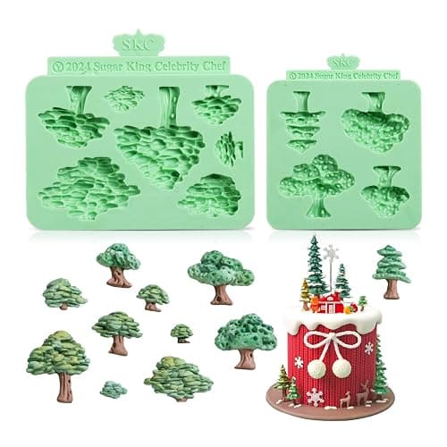 Christmas Silicone Molds,Tree Cake Decorations Mold,Christmas Tree Fondant Molds Sets For Cupcake Topper Decorating Tools Chocolate Candy Gum Paste Polymer Clay Resin Set of 2 - Image 1