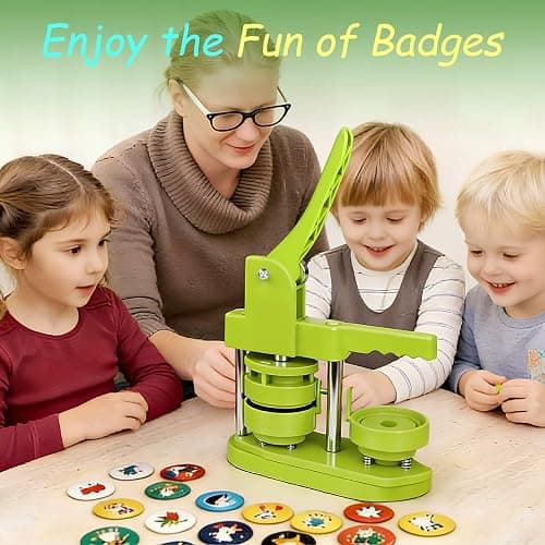 Yunziling 58mm Button Maker Kit with 100-Set DIY Supplies | Create custom pins, souvenirs & crafts easily. No tools or setup—great for gifts, teaching, and DIY fun, green thumbnail 7