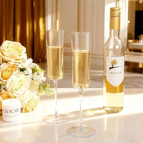 Ciaell 24 Pack Plastic Champagne Flutes - Clear 6 Oz Disposable Champagne Glasses - Square Plastic Toasting Glasses for Party Birthday Anniversary Wedding thumbnail 7