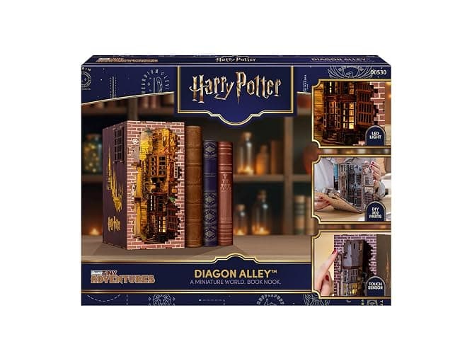Revell Model Kit Tiny Adventures I Diagon Alley Harry Potter I 3D Miniature House I Book Nook Wooden Bookend I Birth Gift for Fans I Bookend Harry Potter thumbnail 3