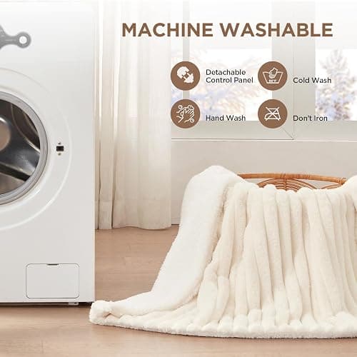 Westinghouse Electric Blanket Heated Throw, Super Cozy Luxury Polyester with 6 Heating Levels & 2-10 Hours Auto Off, Fast Heating & Overheat Protection, 50x60 Inch, Beige thumbnail 6