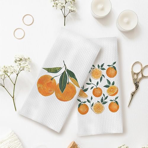 uinwk Orange Hand Towels for Bathroom,Fruit Kitchen Decor,Orange Dish Bathroom Kitchen Decor,Summer Towel,16x24 Inches Set of 2 thumbnail 5