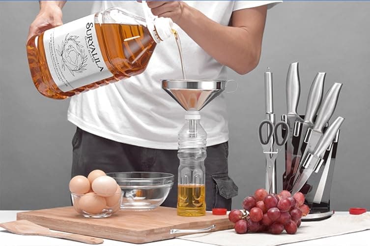Lakatay 5.5-Inch 14CM Stainless Steel Kitchen Funnel with Strainer Filter for Transferring of Liquid Dry Ingredients and Metal Cooking Funnel thumbnail 5