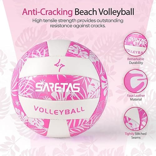 SARETAS Volleyball Soft Beach Volleyball Official Size for Outdoor/Indoor Play, Colorful Volley Balls for Youth Teens Girl and Kids, Practice Volleyballs with Pump Needles for Backyard thumbnail 6