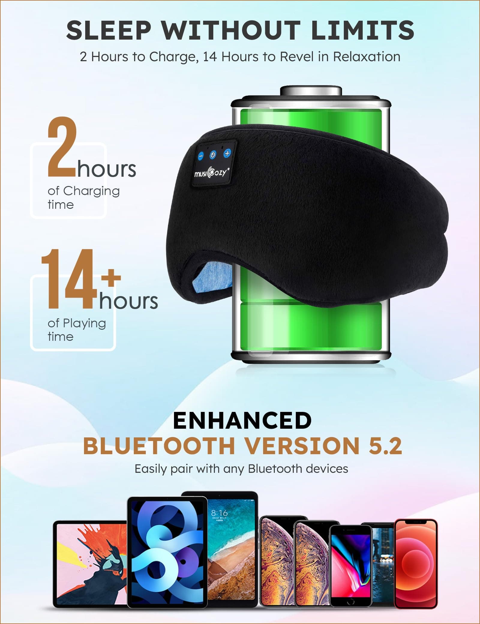 Sleep Headphones - Eye Mask for Women Men Unisex, Wireless Music Mask Built-in Speakers Microphone Adjustable Strap for Side Sleepers Travel Office thumbnail 3