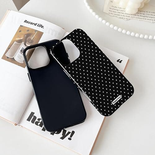 branple Compatible with iPhone 16 Pro Case, Simple Cute Aesthetic Polka Dot Pattern with Shockproof Soft TPU and Hard PC Protective Phone Case for Women Designed for iPhone 16 Pro 6.3"-White thumbnail 3