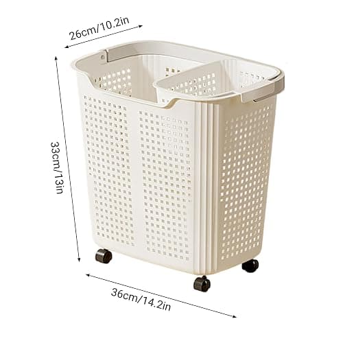 2PCS Rolling Laundry Basket with Wheels & Handle with Wheels thumbnail 3