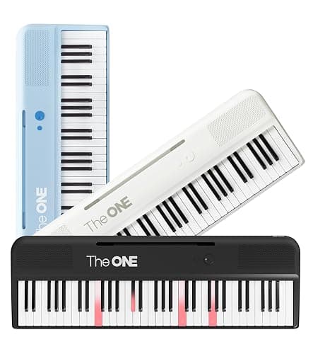 The ONE Smart Keyboard COLOR 61 Keys Piano Keyboard, Music Keyboard with 256 Timbres, 64 Polyphony, 2 Speakers, Built-in LED Lights and Free Apps (Blue) - Image 1