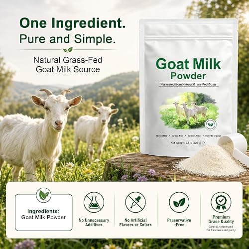 Goat Milk Powder 0.5 lb (220 g) | Harvested from Natural Grass-Fed Goats | Rich in Calcium & Protein | Smooth, Creamy & Delicious Taste | Non-GMO, Gluten-Free thumbnail 4