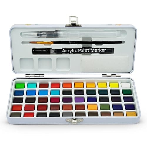 Mikkelhus Watercolour Paint Set - 50 Colours in Metal Box with Brush & Watercolour Paper | Watercolour Painting Set for Travel, Beginners & Artists thumbnail 9