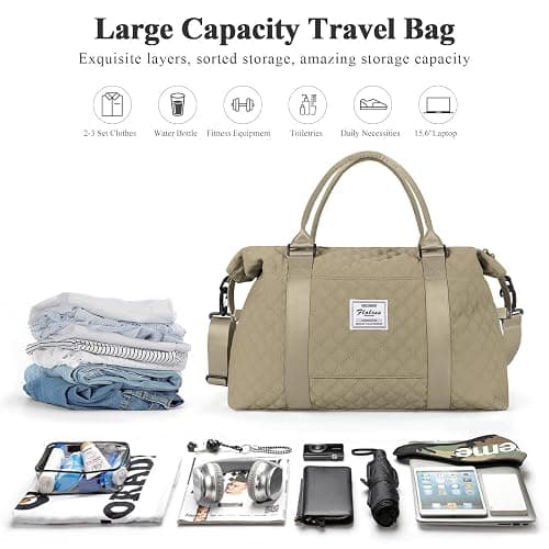 HYC00 Travel Duffel Bag,Carry-on Overnight Weekender Bags for Women,Sports Tote Gym Bag with Wet Pocket thumbnail 2