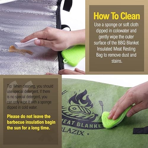 BBQ Meat Resting Blanket – 5-Layer Insulated Brisket Bag for Turkey, Pork Shoulder & Ribs | Leak-Proof, Washable, Keeps Meat Hot for Hours | Gift for BBQ Lovers & Dads thumbnail 7