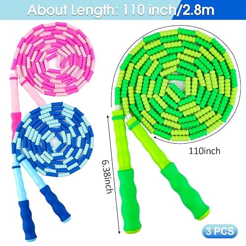 Jump Rope for Kids, 9 Ft Adjustable Jump Ropes for 4 5 6 7 8 10 12, Segmented Soft Beaded Jumping Rope Age 8-12, Tangle Free Skipping Rope for Women Man Fitness Weight Loss thumbnail 2