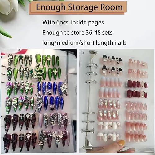 GUXACU Press On Nail Organizer 10 PCS Clear Empty Press On Nail Storage Press On Nail Packaging for Fake Nail Storage Nail Display Book Nail Salon Press On Nail Supplies Organizer with Nail Tape thumbnail 5