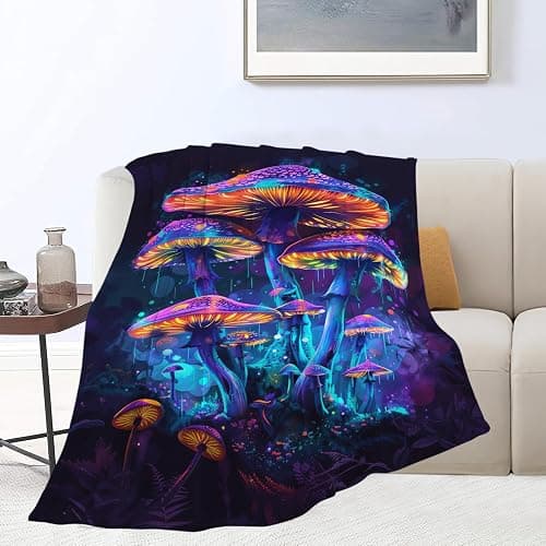 Mushroom Throw Blanket Mushroom Stuff Gifts for Kids Girls Boys Adults Women Man Soft Cozy Warm Plush Fluffy Fuzzy Fleece Blanket Decor 40''X50'' thumbnail 6