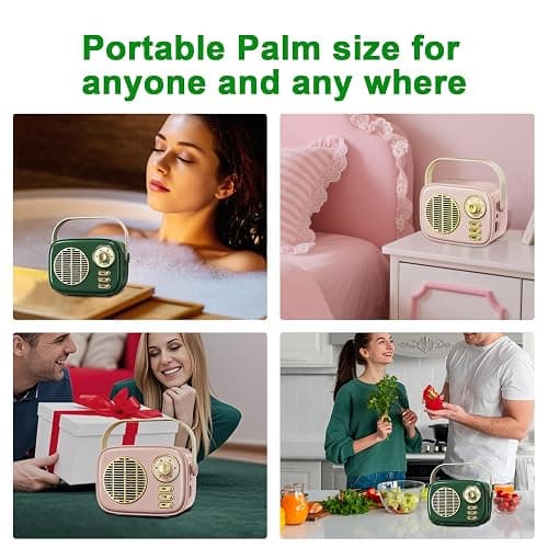 Retro Bluetooth Speaker, Vintage Decor, Gifts for Women Men Teen Girls,Portable Wireless Bluetooth Speaker, Cute Aesthetic Style for Office Kitchen Desk Bedroom Outdoor Support USB/TF Card/AUX (Pink) thumbnail 3