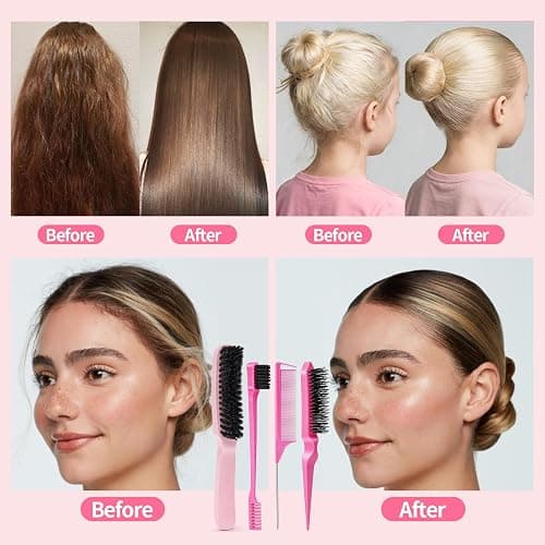 Slick Back Hair Brush for Smooth Flyaways, Frizz, Sleek Ponytail, Buns and Edge Baby Hair | Slickback Brushes Hair Comb, Edge Brush, Teasing Brush Styling Accessories for Girls, Kids, Women & Men thumbnail 5