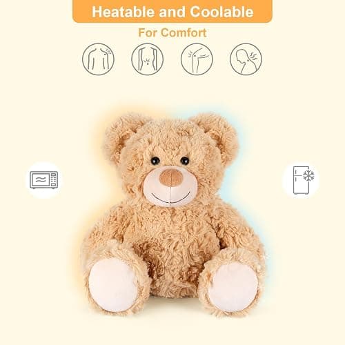 SuzziPals Teddy Bear Stuffed Animals, Microwavable Stuffed Animal Heating Pads for Heat Therapy, Stress Relief Toy for Anxiety, Cuddle, Companion, Bear Plush Gifts for Girls Boys Adults - Teddy Bear thumbnail 3