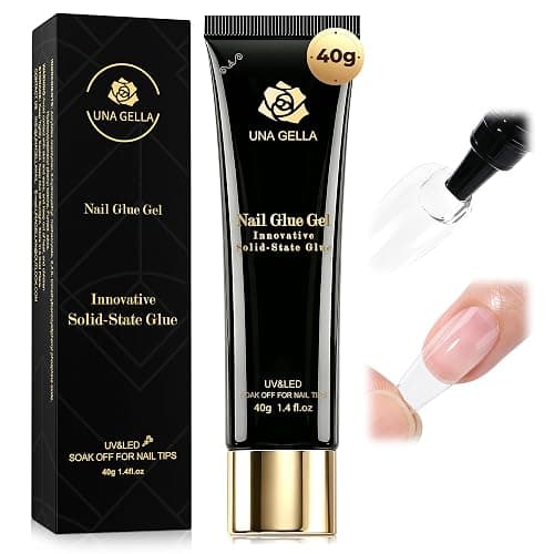 UNA GELLA Gel Nail Glue, Solid Nails Gl ue Gel 40g Lamp Curing Needed Soak Off G LUE Strong Nail G LUE G el for Acrylic Fake Nails Tips Extension Press On Nails for Gelly Tips thumbnail 10