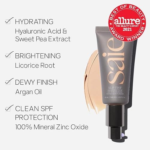 Saie Slip Tint Tinted Moisturizer with SPF 35 - Light Coverage, Glowy Skin Tint & Mineral Sunscreen for Face with Hydrating Hyaluronic Acid - Summer Makeup Essential - Shade Nine (1.35 oz) thumbnail 2