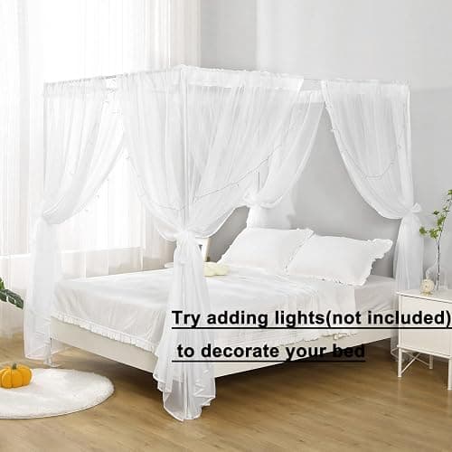 WANFASO White Canopy Bed Curtain for Twin Bed, Soft Bed Canopy Scarf for Girls Adults (Twin, White) thumbnail 3