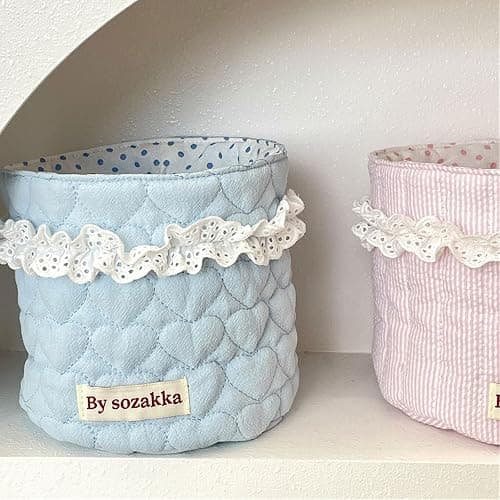 TENYELE Korean Styles Fabric Desktop Storage Basket For Organizing Small Items And Enhancing Your Workspaces Aesthetics thumbnail 2