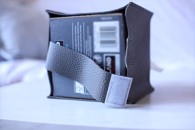 Tissue Box Cover Holder, Square with Bottom Belt by Carrot's Den - PU Leather Decorative Organizer for Tabletop, Bathroom, Car, Office | Camel thumbnail 5