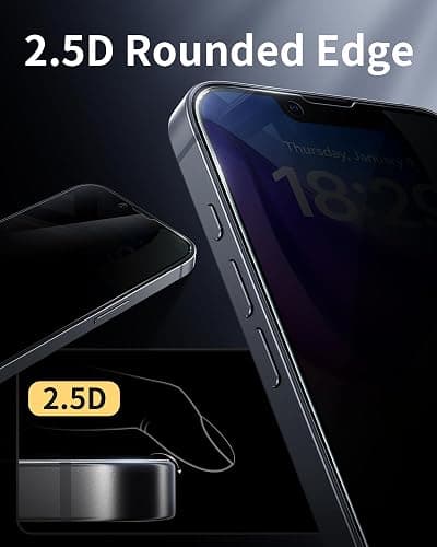 NIMASO for iPhone 17e/16e/13 Pro/13/14 Screen Protector, 2 Pack Privacy Tempered Glass, Anti-Spy, 9H Hardness Shockproof, Automatic Dust Removal, Instant Installation (6.1 inches) thumbnail 6