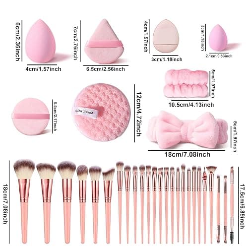 HGHDBT 46Pcs Pink Makeup Brushes Set Professional Makeup Kit Multi-functional Makeup Tool Set with Facial Makeup Accessories, Foundation Makeup Brush Kit Eye and Face Make up Brushes & Tools thumbnail 5