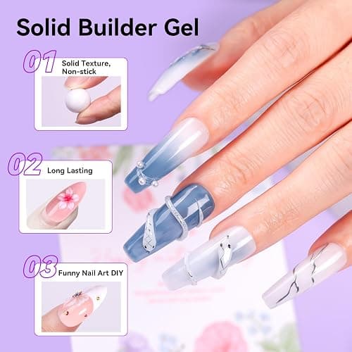 Makartt White 3d Gel Nail Art: 4-in-1 3d Nail Gel Sculpting Gels White Non-sticky for Extension, Shaping, 15ML Solid Builder Nail Gel for Nail Strengthen & Sculpture Gels for Nails Salon Home thumbnail 5