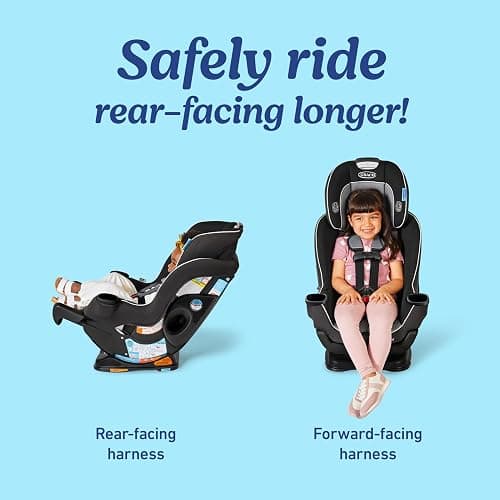 Graco Extend2Fit Convertible Baby Car Seat, Rear and Forward Facing, Adjustable Extension Panel for Extra Legroom, Gotham thumbnail 2