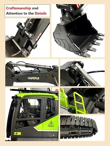 RC Excavator for Adults Huina 1593 Fully Functional 1:14 Toy 28 Channel Remote Control Truck Construction Vehicle Metal Bucket LED Lights Simulating Sounds 2 Batteries and Gripper 2026 Model thumbnail 5