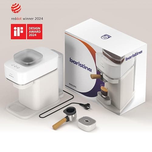 Philips Baristina Espresso Machine, Grind, Tamp & Brew Coffee Beans in One Swipe, Compact, 16 Bar Pump Pressure, Automatic Grinder, Natural White with Ash Wood Portafilter (BAR302/20) thumbnail 11