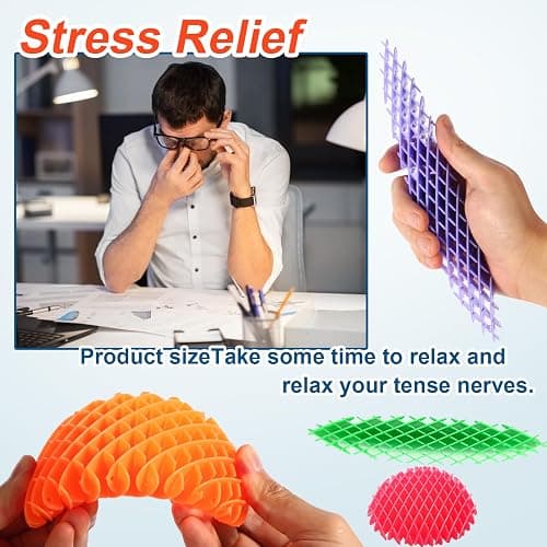 5 Pack Mini Fidget Worm Toys for Kids 8-12, Elastic Mesh Stress Relief Sensory Toy, 3D Bulk Fidgets for Adults Party Favors thumbnail 3