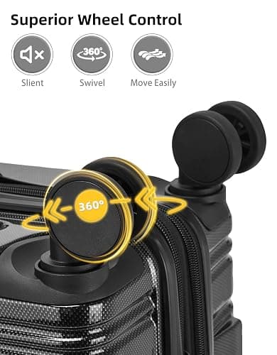 LARVENDER Carry On Luggage 22x14x9 Airline Approved, 20 Inch Expandable PC+ABS Hardside Suitcase Carry On Luggage with Spinner Wheels TSA Lock for Women Men (Black) thumbnail 8