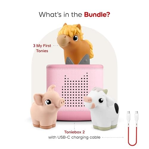 Toniebox 2 My First Farm Bundle for Kids 1+ with Soft and Squeezable Cow, Horse, and Pig - Cloud Pink thumbnail 3