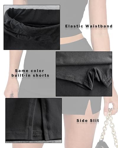 DooMoni Women's Side Slit High Waisted Mini Skirt Stretchy Bodycon Skort 2025 Y2K Club Skirts with Underneath thumbnail 4