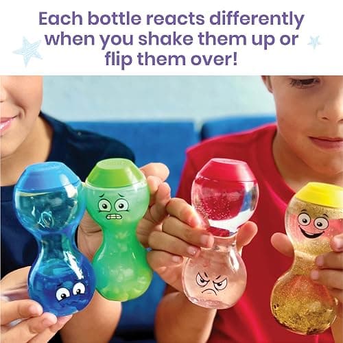 hand2mind Express Your Feelings Sensory Bottles- Primary Emotions, Toddler Sensory Toys, Quiet Fidget Toys, Play Therapy Toys, Calm Down Corner Supplies, Calming Corner, Social Emotional Learning thumbnail 5