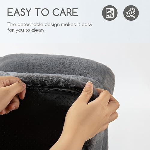 Hollypet Fluffy Plush Dog Cat Pet Couch Soft Calming Sofa Bed for Medium Small Cats and Dogs, Gray thumbnail 7