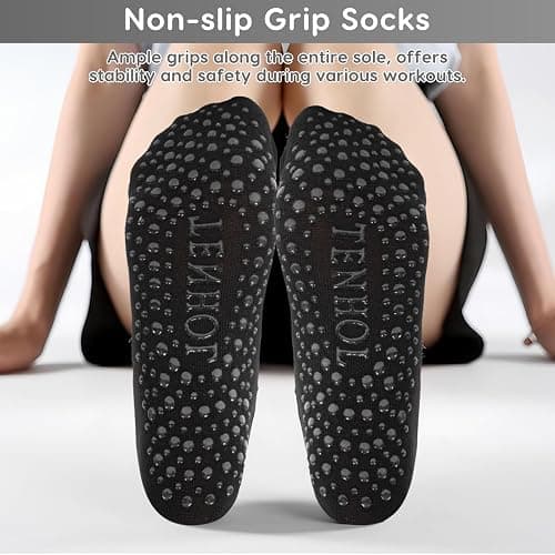 Yoga Socks for Women Non Slip, 4 Pairs Grip Pilates Socks Women,Reformer Pilates Socks for Pilates, Ballet, Barre, Yoga,Dance thumbnail 4