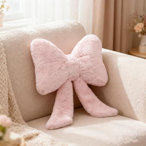 QPQPTT Bow Pillow, Bow Cushion, Pink Cushion, Soft Plush Decorative Pillow, Elegant Bow Design for Home Decor, Comfortable Throw Pillow for Sofa, Bed, Car, for Women thumbnail 5